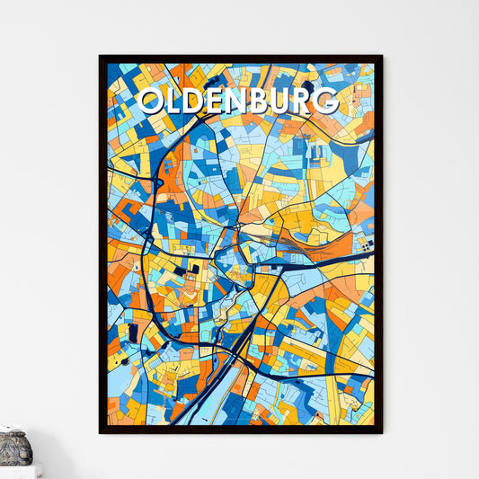 OLDENBURG GERMANY Vibrant Colorful Art Map Poster Blue Orange