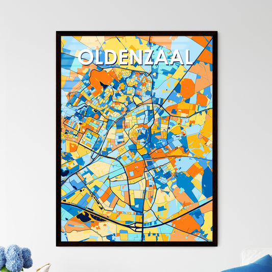 OLDENZAAL NETHERLANDS Vibrant Colorful Art Map Poster Blue Orange