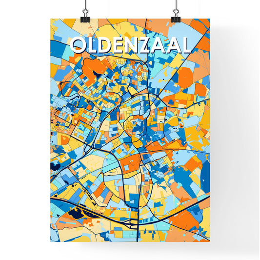 OLDENZAAL NETHERLANDS Vibrant Colorful Art Map Poster Blue Orange