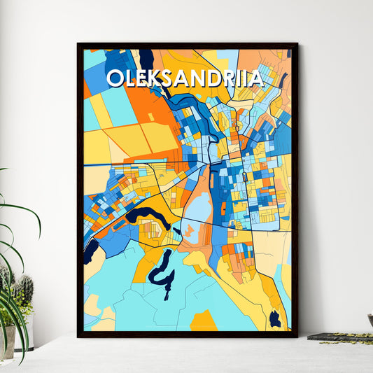 OLEKSANDRIIA UKRAINE Vibrant Colorful Art Map Poster Blue Orange