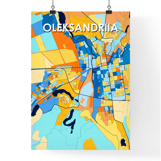 OLEKSANDRIIA UKRAINE Vibrant Colorful Art Map Poster Blue Orange