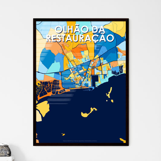 OLHÃO DA RESTAURAÇÃO PORTUGAL Vibrant Colorful Art Map Poster Blue Orange