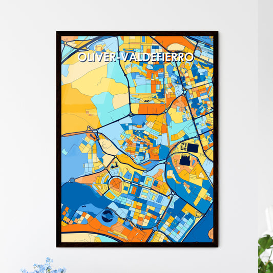 OLIVER-VALDEFIERRO SPAIN Vibrant Colorful Art Map Poster Blue Orange