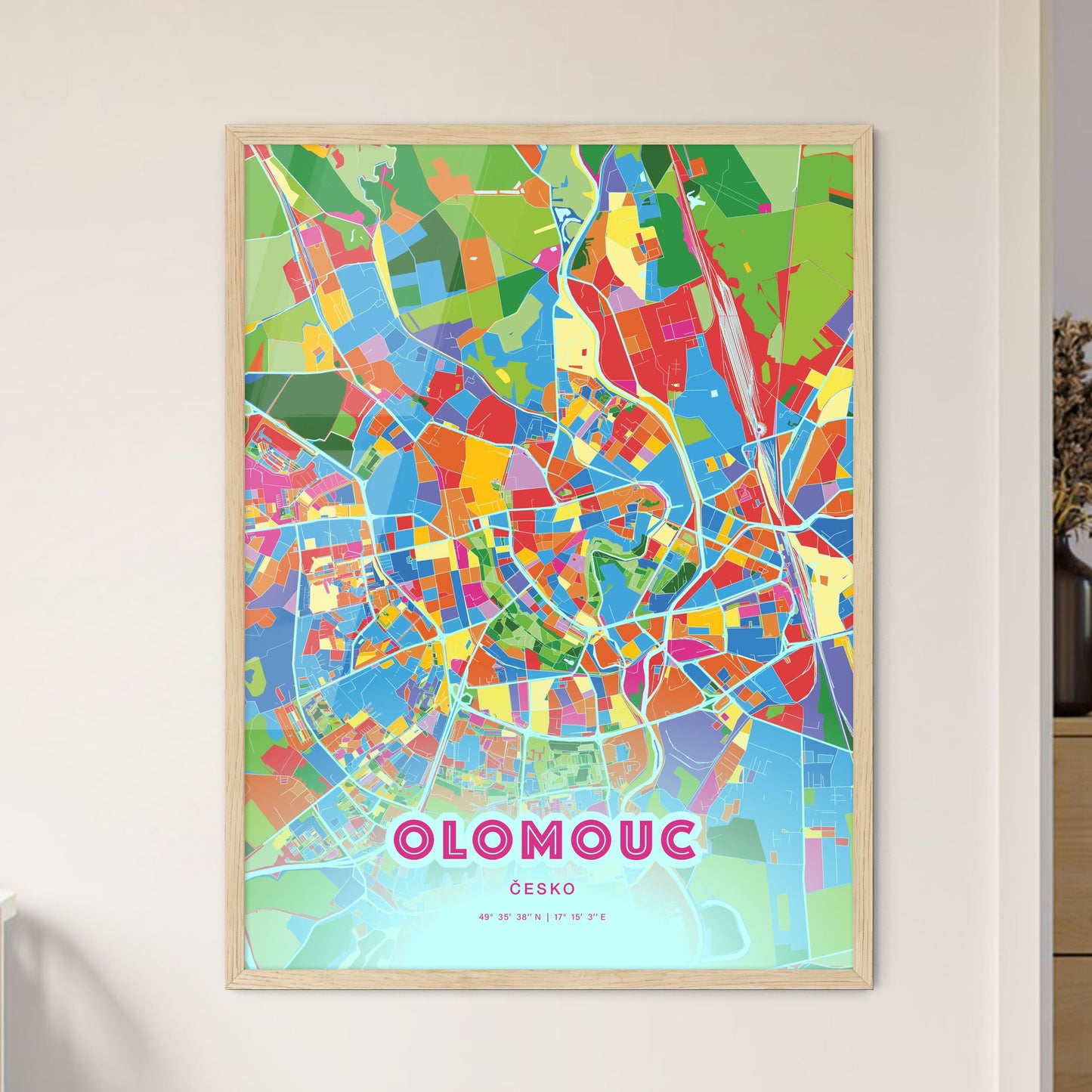 Colorful Olomouc Czechia Fine Art Map Crazy Colors