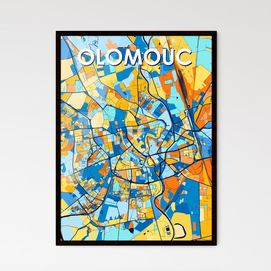 OLOMOUC CZECHIA Vibrant Colorful Art Map Poster Blue Orange