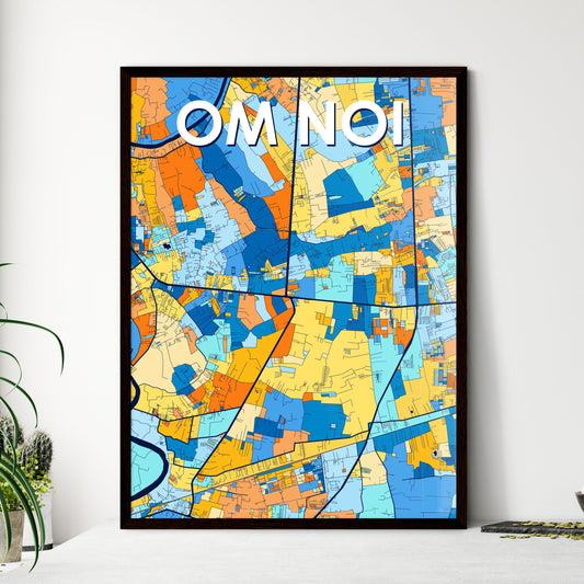 OM NOI THAILAND Vibrant Colorful Art Map Poster Blue Orange