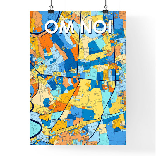 OM NOI THAILAND Vibrant Colorful Art Map Poster Blue Orange