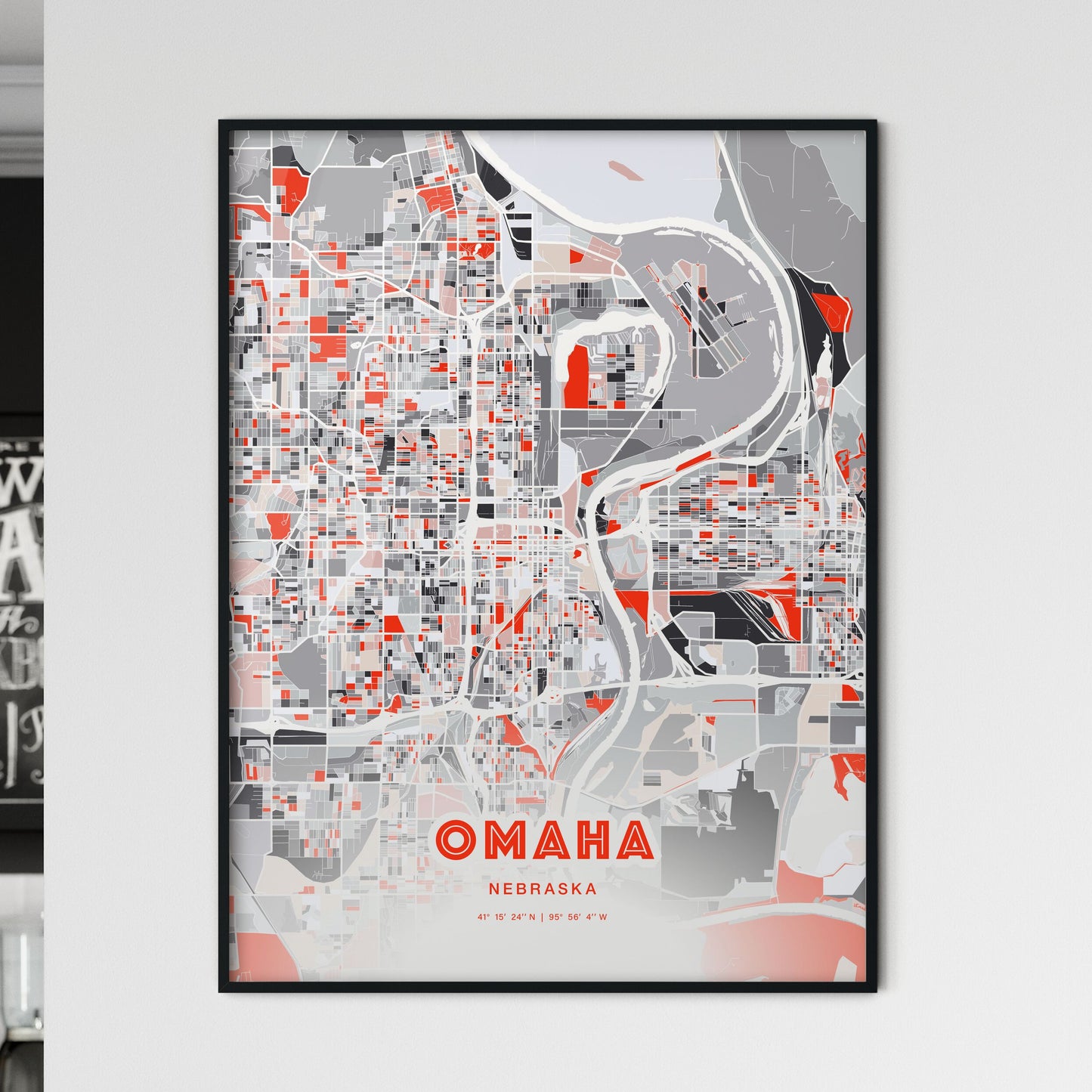 Colorful Omaha Nebraska Fine Art Map Modern Expressive