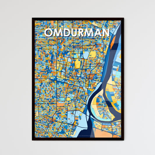 OMDURMAN SUDAN Vibrant Colorful Art Map Poster Blue Orange