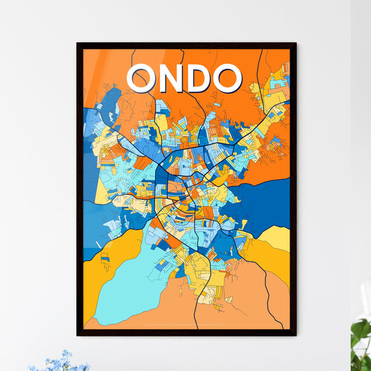 ONDO NIGERIA Vibrant Colorful Art Map Poster Blue Orange