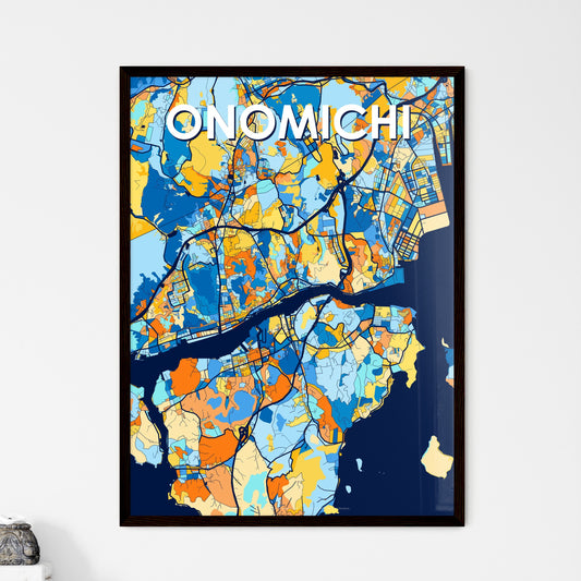 ONOMICHI JAPAN Vibrant Colorful Art Map Poster Blue Orange