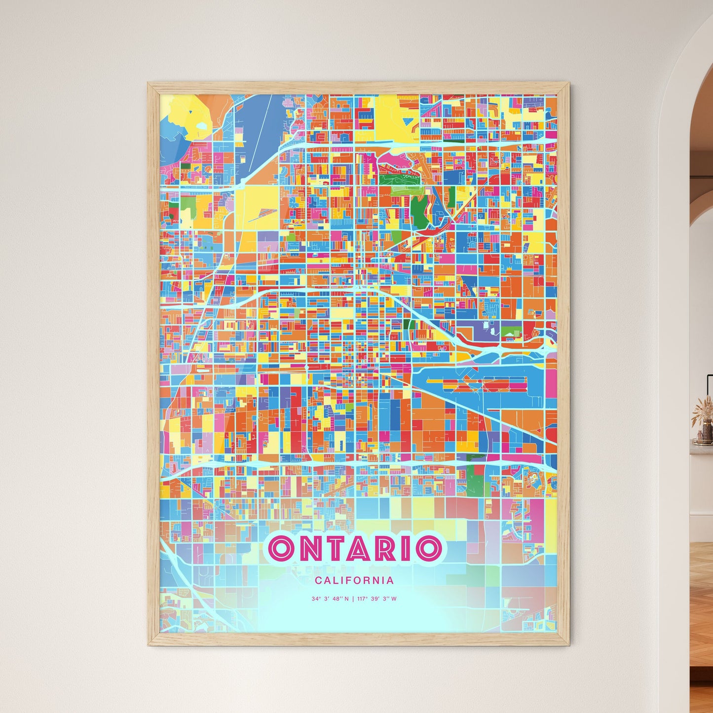 Colorful Ontario California Fine Art Map Crazy Colors
