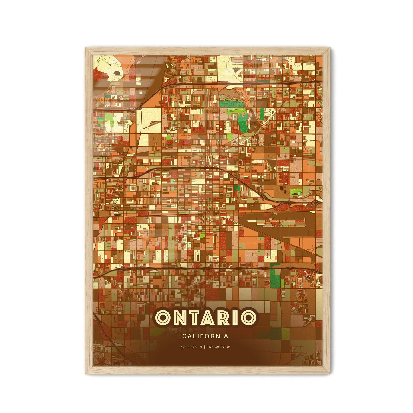 Colorful Ontario California Fine Art Map Farmhouse
