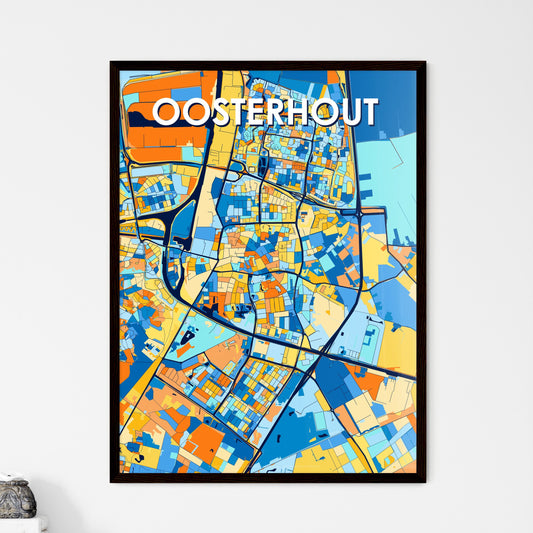 OOSTERHOUT NETHERLANDS Vibrant Colorful Art Map Poster Blue Orange