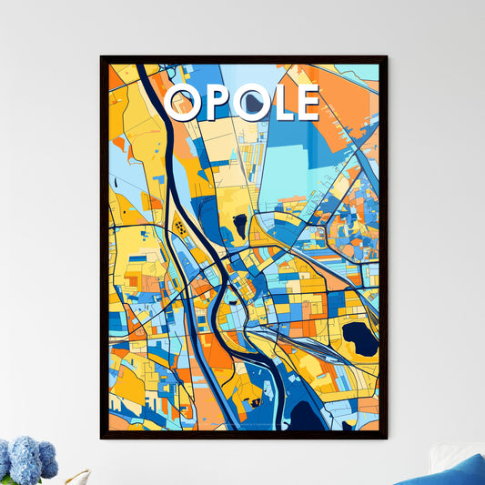 OPOLE POLAND Vibrant Colorful Art Map Poster Blue Orange