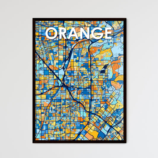 ORANGE CALIFORNIA Vibrant Colorful Art Map Poster Blue Orange
