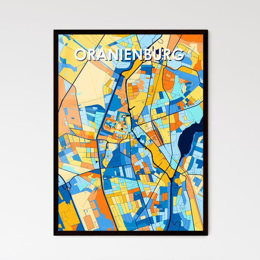 ORANIENBURG GERMANY Vibrant Colorful Art Map Poster Blue Orange