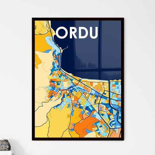 ORDU TURKEY Vibrant Colorful Art Map Poster Blue Orange