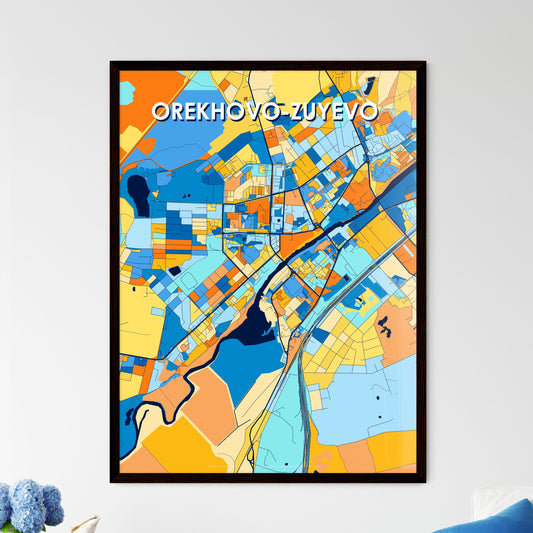 OREKHOVO-ZUYEVO RUSSIA Vibrant Colorful Art Map Poster Blue Orange