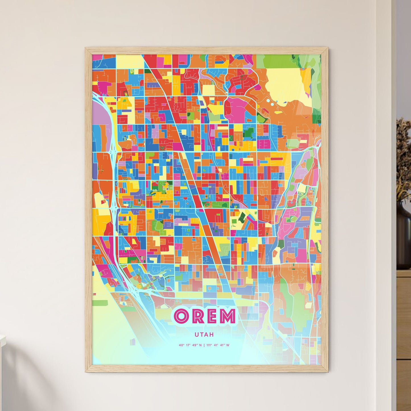 Colorful Orem Utah Fine Art Map Crazy Colors