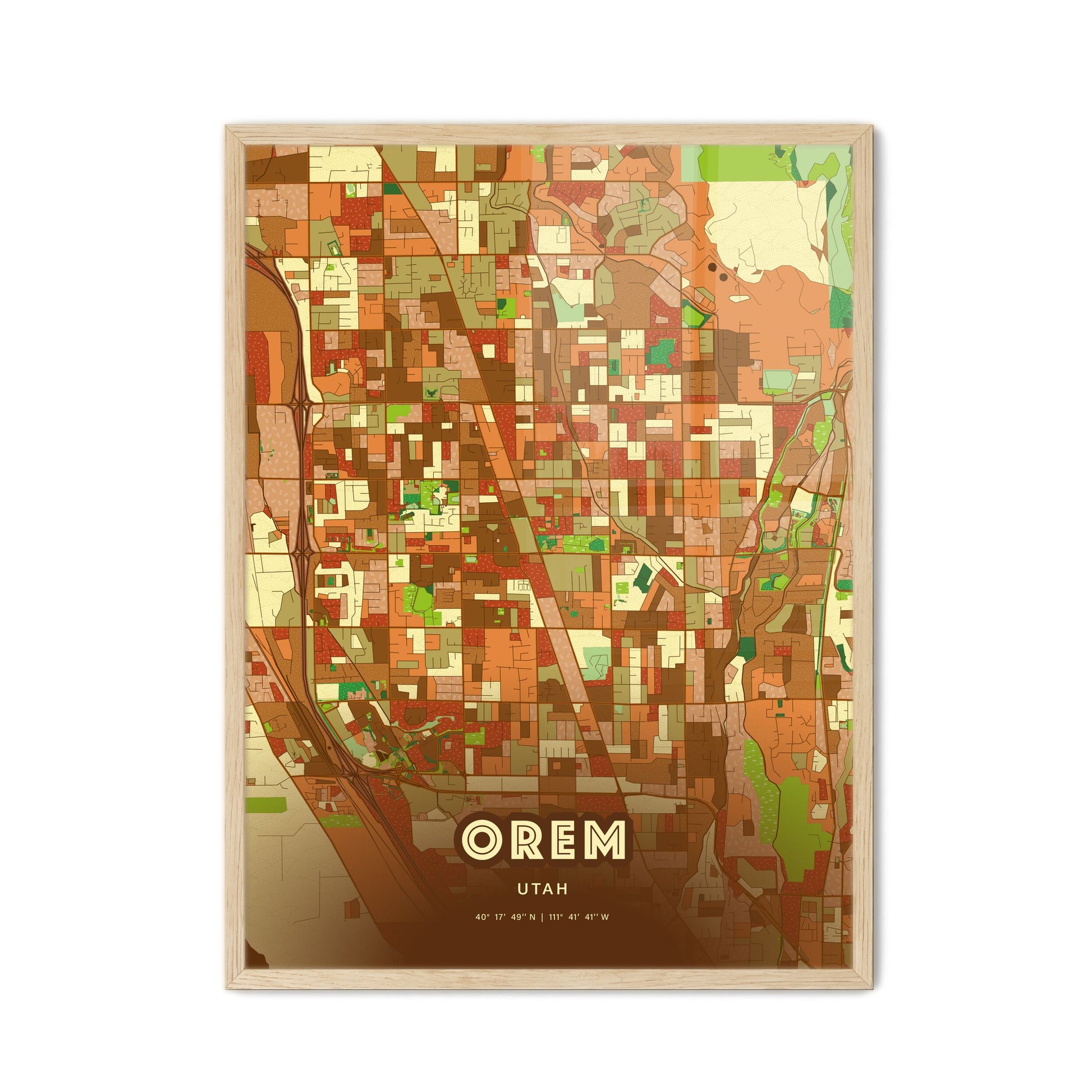 Colorful Orem Utah Fine Art Map Farmhouse