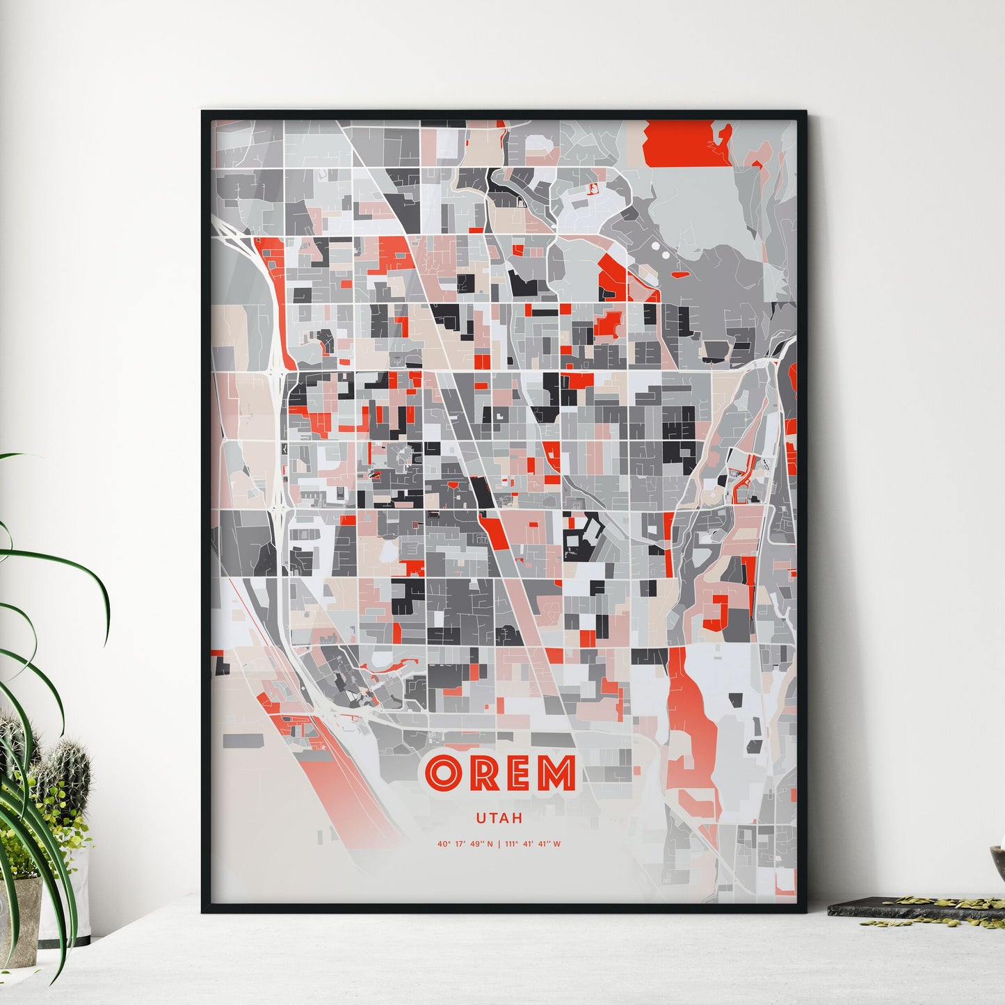 Colorful Orem Utah Fine Art Map Modern Expressive