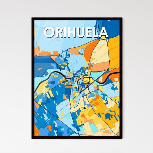 ORIHUELA SPAIN Vibrant Colorful Art Map Poster Blue Orange