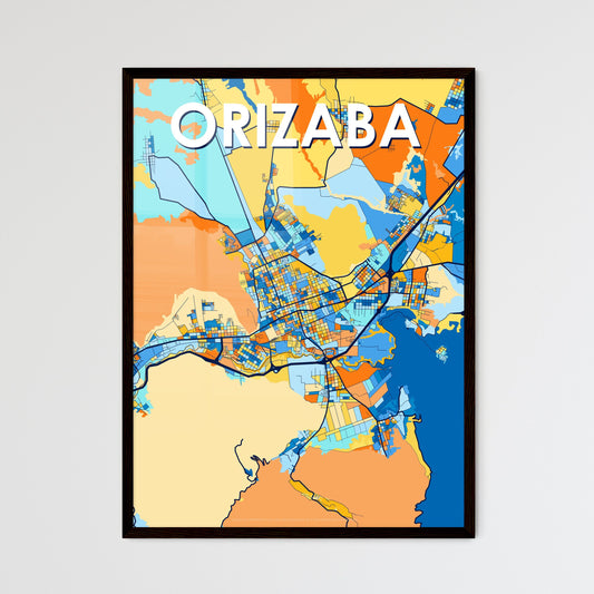 ORIZABA MEXICO Vibrant Colorful Art Map Poster Blue Orange