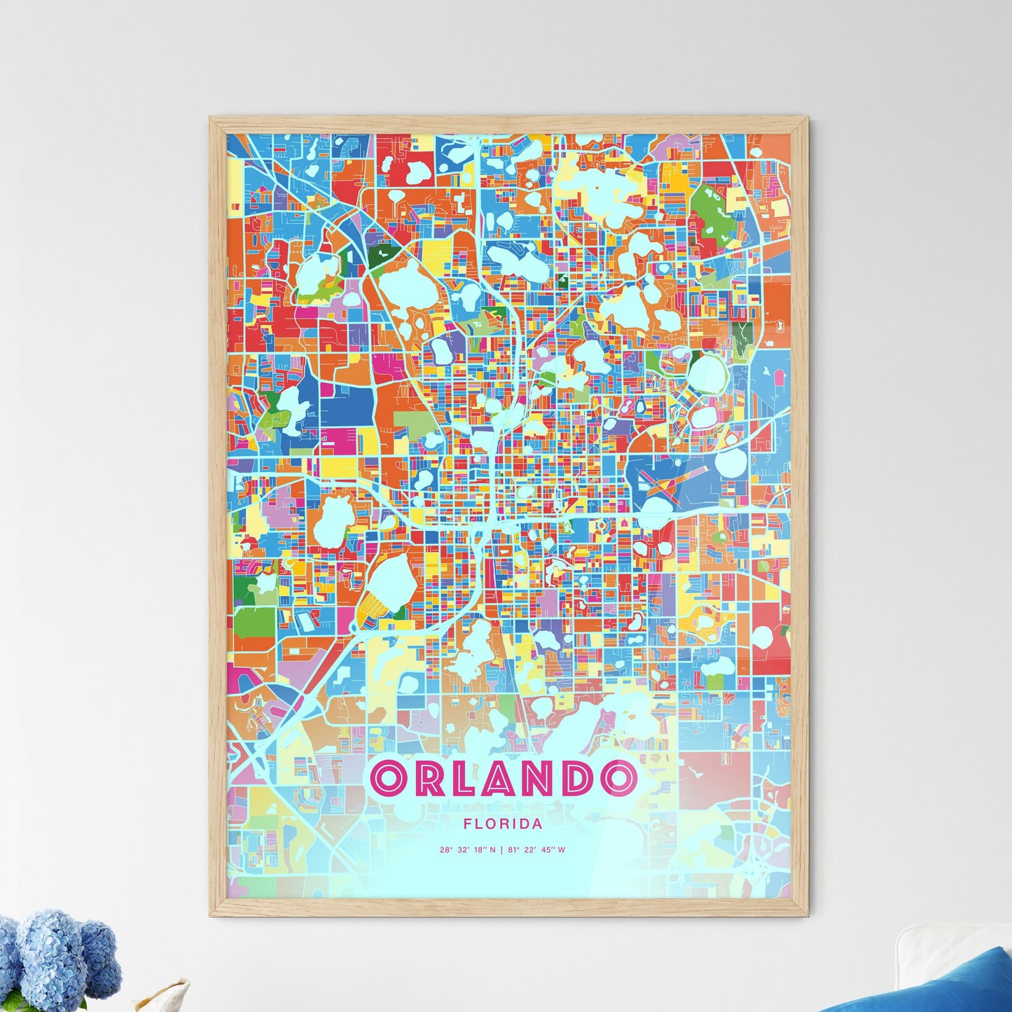 Colorful Orlando Florida Fine Art Map Crazy Colors
