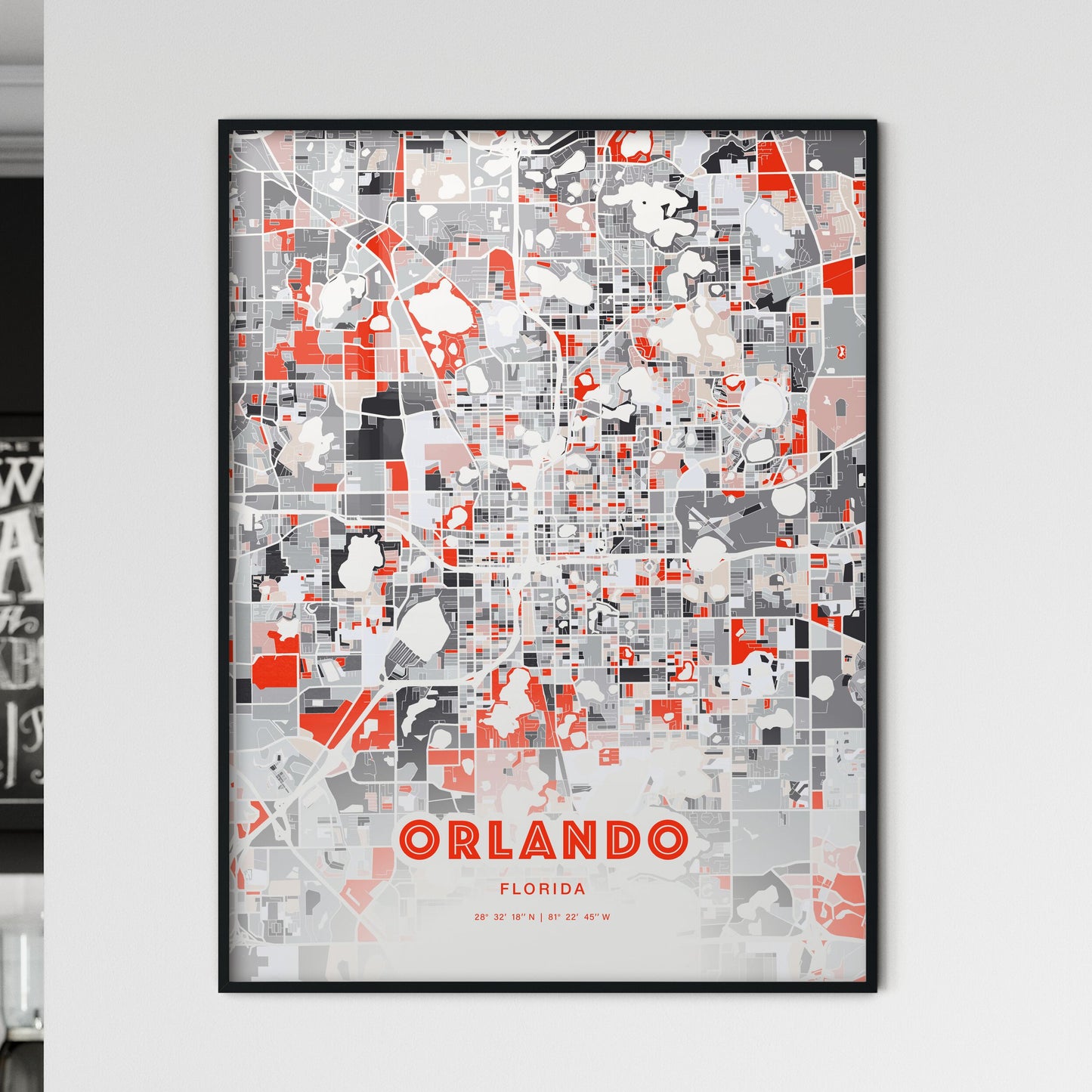 Colorful Orlando Florida Fine Art Map Modern Expressive
