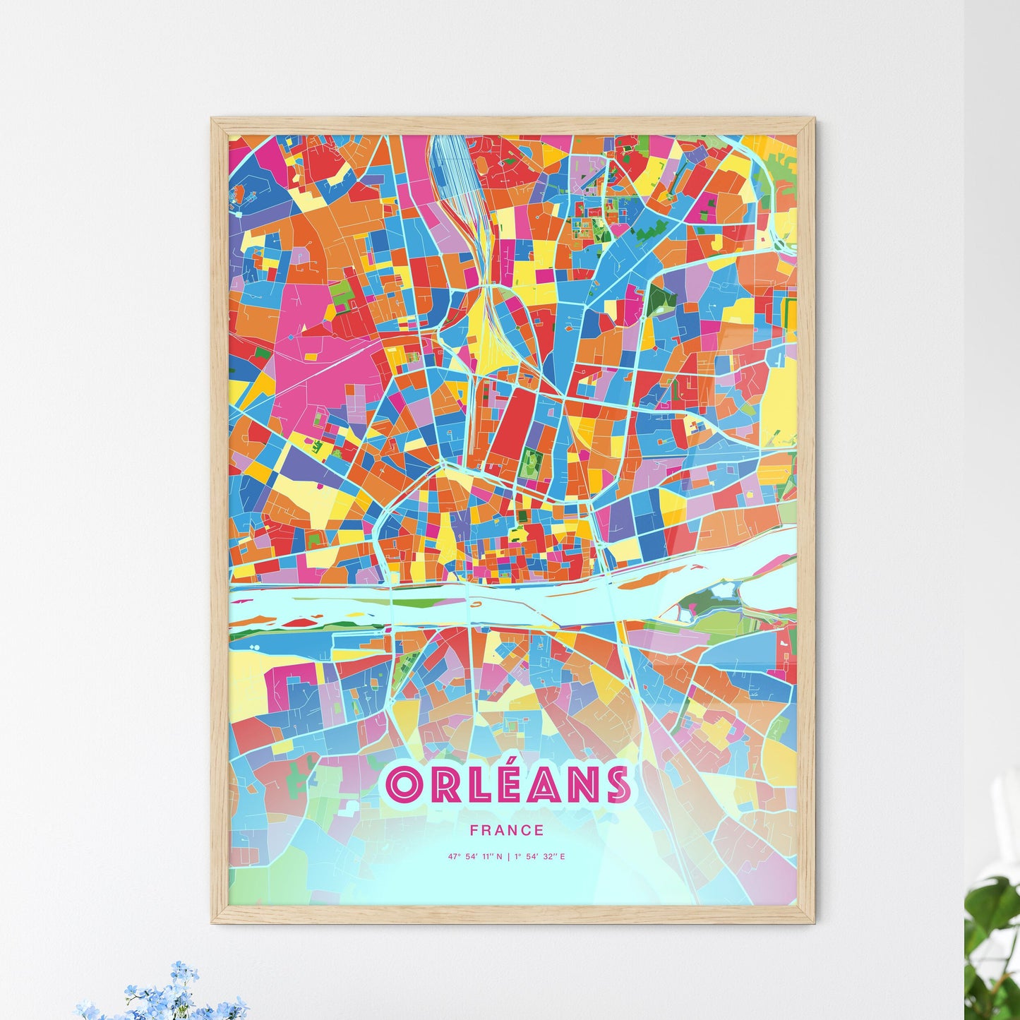 Colorful Orléans France Fine Art Map Crazy Colors
