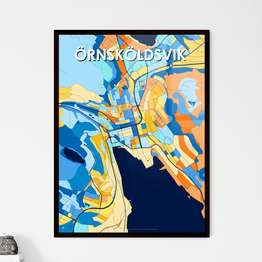 ÖRNSKÖLDSVIK SWEDEN Vibrant Colorful Art Map Poster Blue Orange