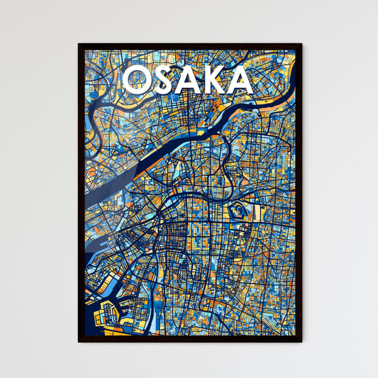 OSAKA JAPAN Vibrant Colorful Art Map Poster Blue Orange