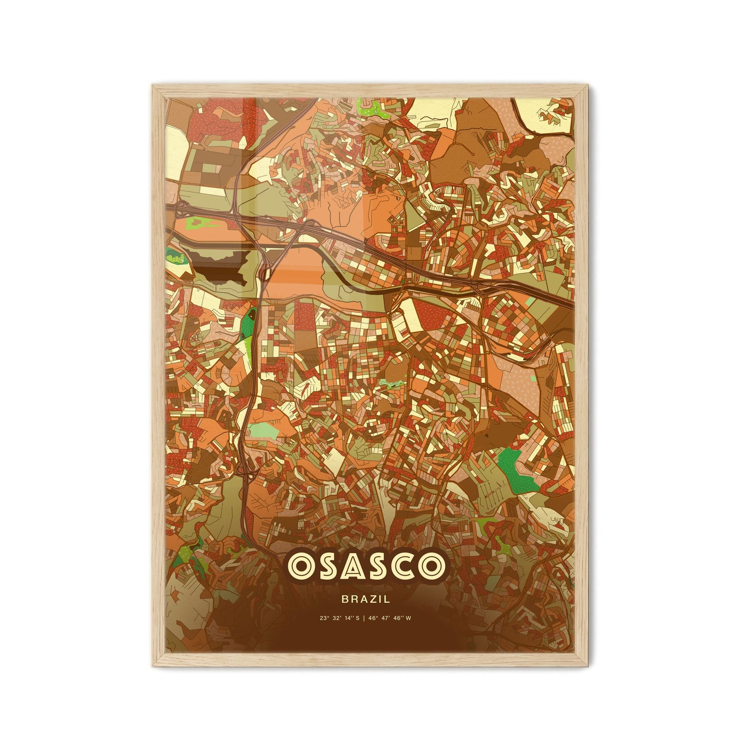 Colorful Osasco Brazil Fine Art Map Farmhouse