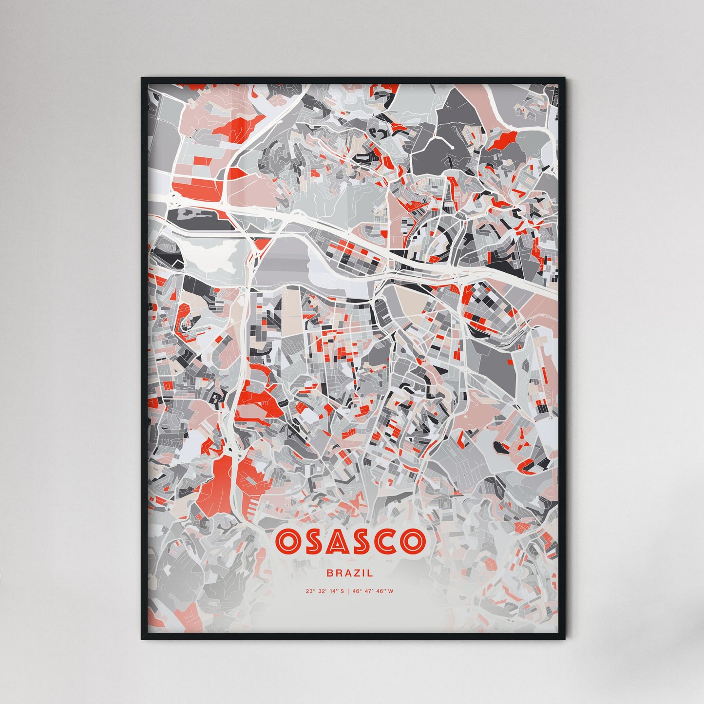 Colorful Osasco Brazil Fine Art Map Modern Expressive