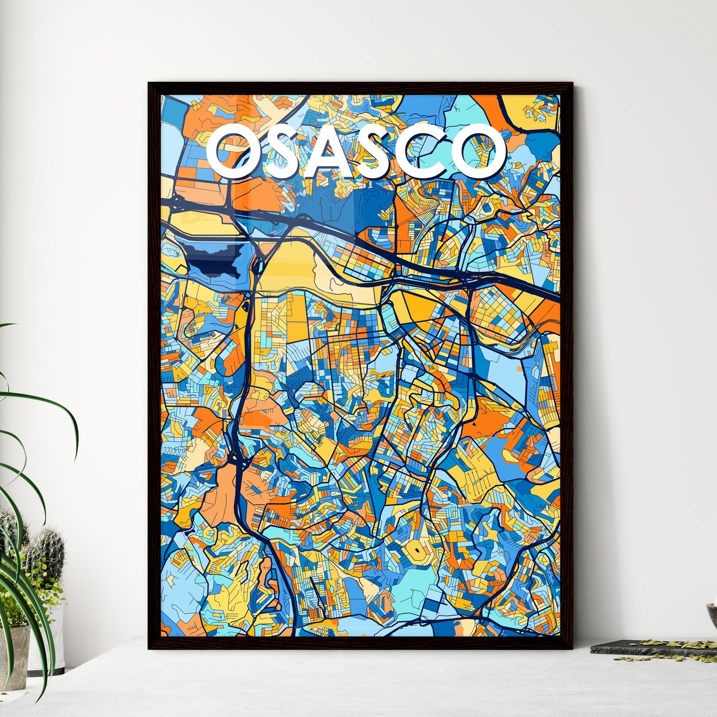 OSASCO BRAZIL Vibrant Colorful Art Map Poster Blue Orange