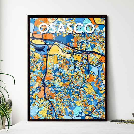 OSASCO BRAZIL Vibrant Colorful Art Map Poster Blue Orange
