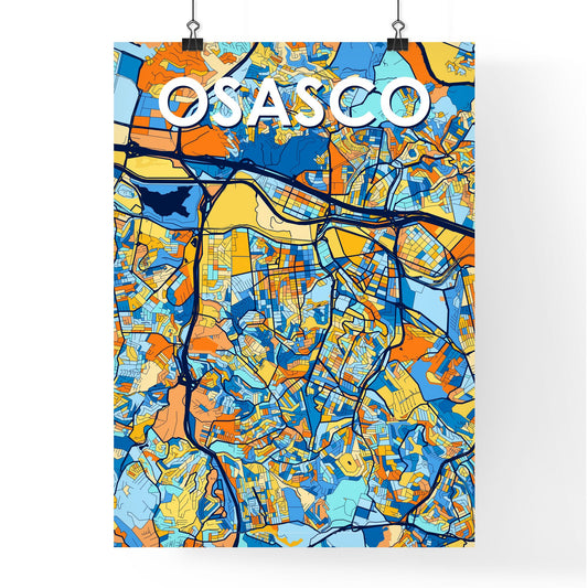 OSASCO BRAZIL Vibrant Colorful Art Map Poster Blue Orange