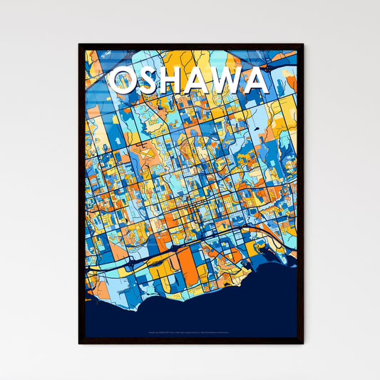 OSHAWA CANADA Vibrant Colorful Art Map Poster Blue Orange