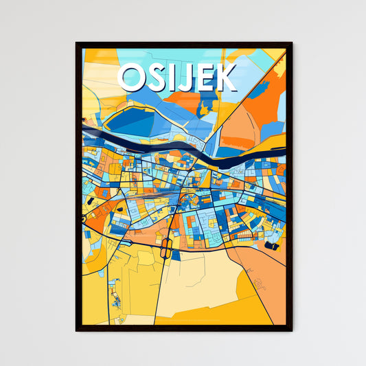 OSIJEK CROATIA Vibrant Colorful Art Map Poster Blue Orange