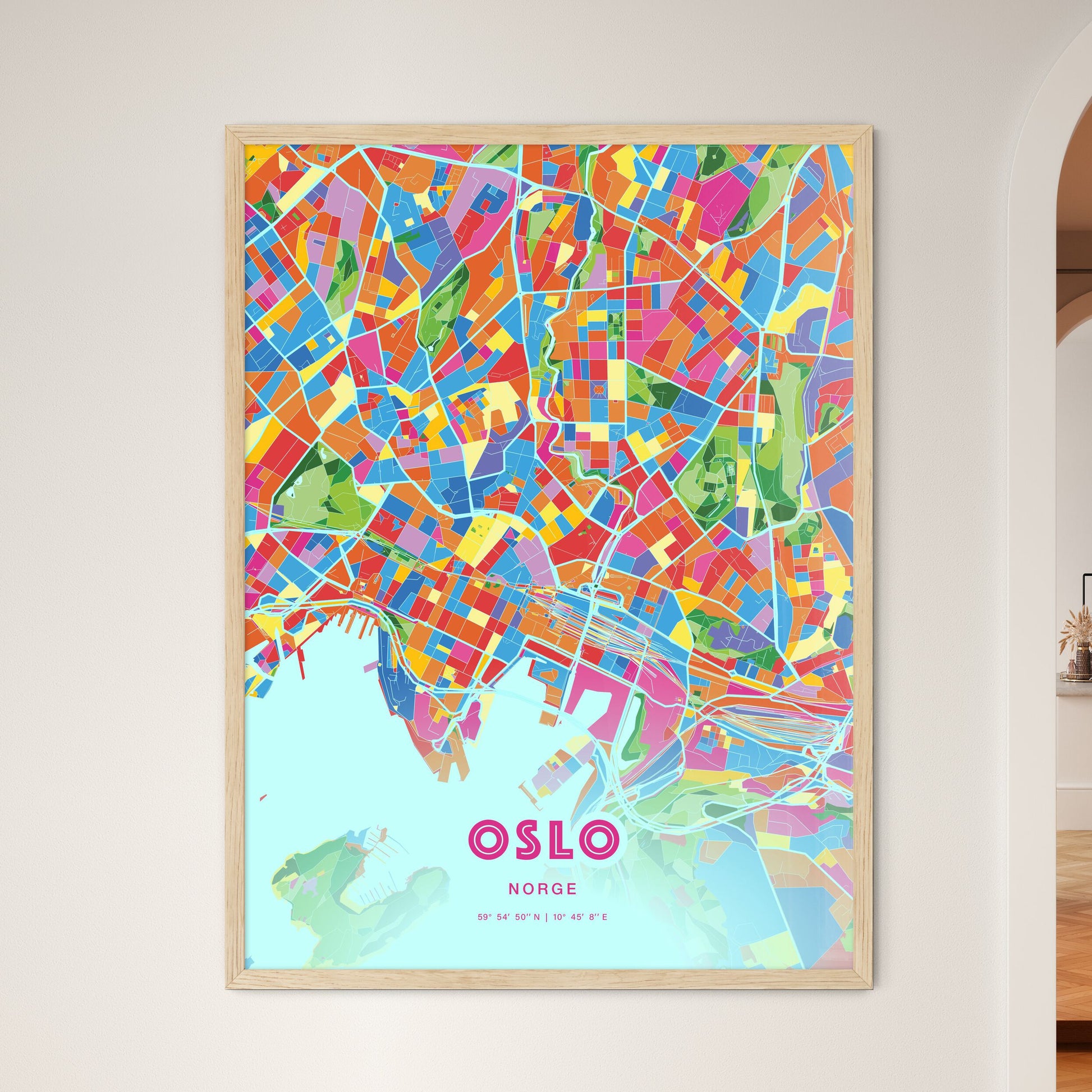 Colorful Oslo Norway Fine Art Map Crazy Colors