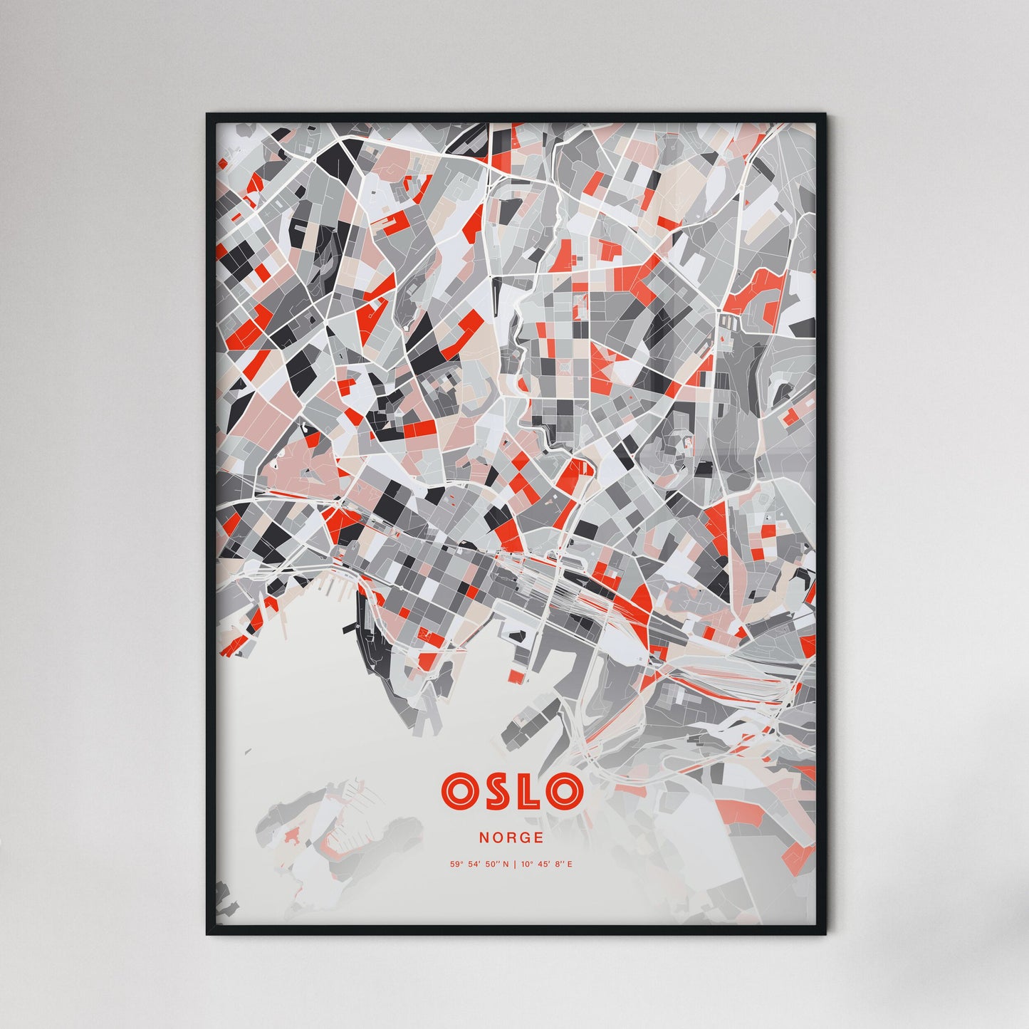 Colorful Oslo Norway Fine Art Map Modern Expressive