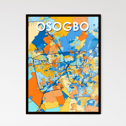 OSOGBO NIGERIA Vibrant Colorful Art Map Poster Blue Orange