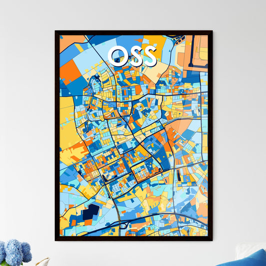 OSS NETHERLANDS Vibrant Colorful Art Map Poster Blue Orange