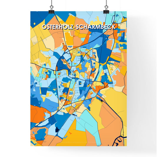 OSTERHOLZ-SCHARMBECK GERMANY Vibrant Colorful Art Map Poster Blue Orange