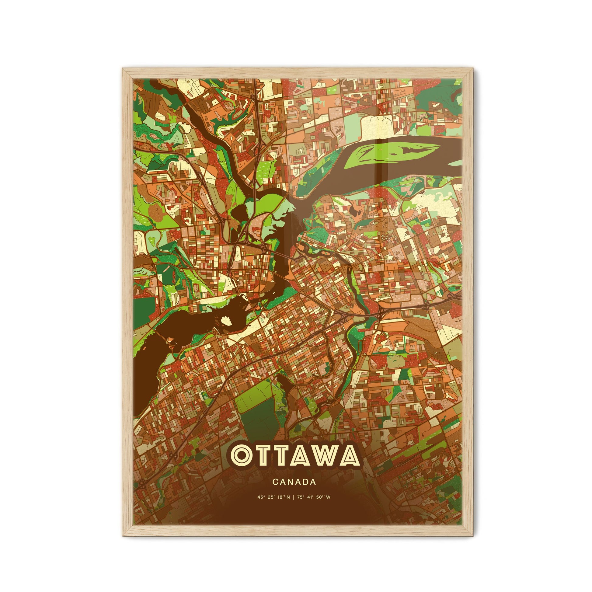 Colorful Ottawa Canada Fine Art Map Farmhouse