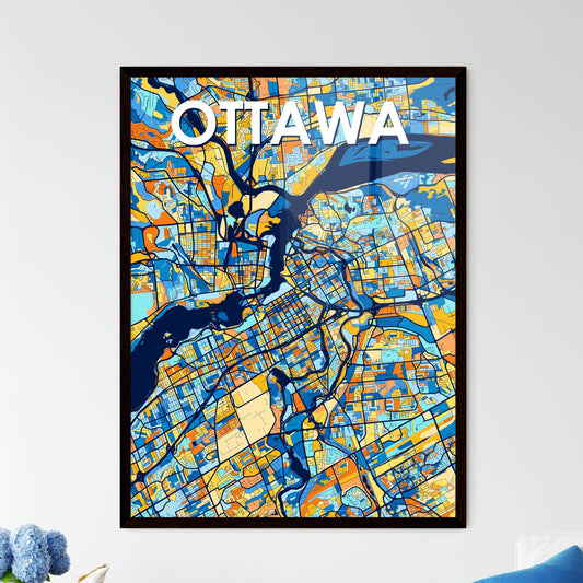 OTTAWA CANADA Vibrant Colorful Art Map Poster Blue Orange