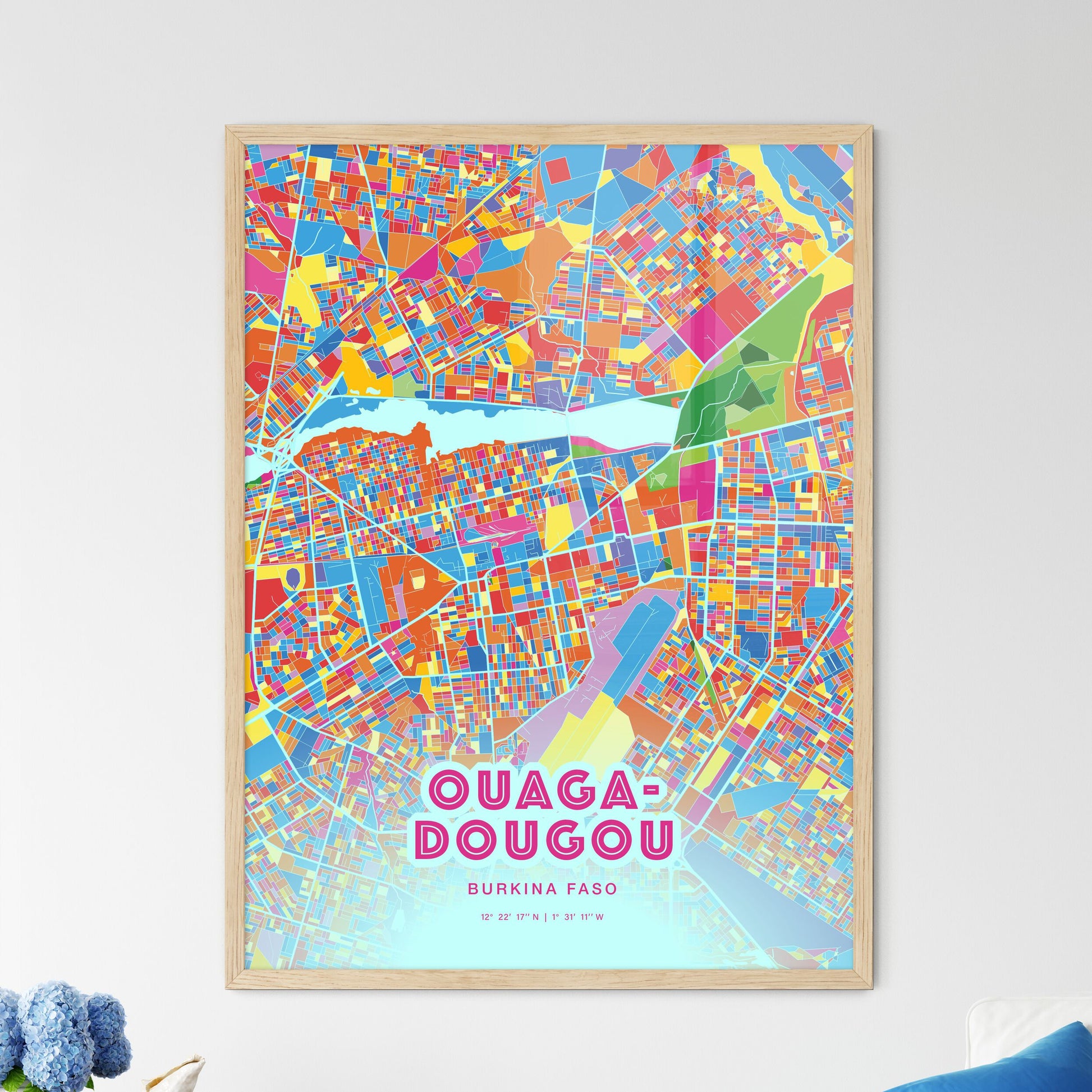 Colorful Ouagadougou Burkina Faso Fine Art Map Crazy Colors