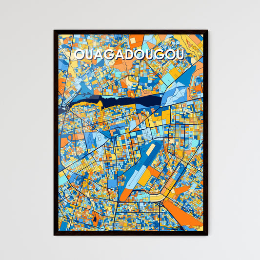 OUAGADOUGOU BURKINA FASO Vibrant Colorful Art Map Poster Blue Orange