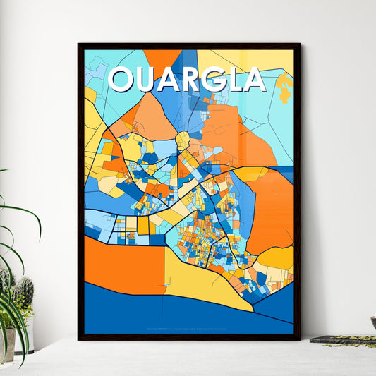OUARGLA ALGERIA Vibrant Colorful Art Map Poster Blue Orange